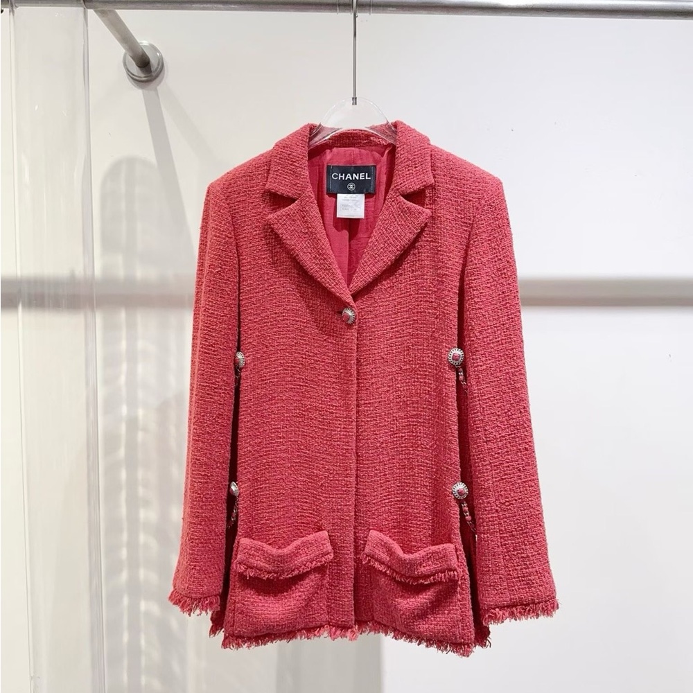 Authentic Chanel Rose Tweed Blazer